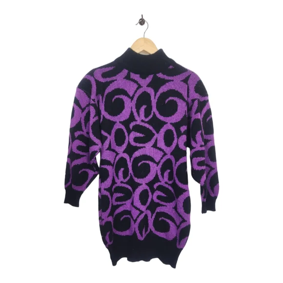 Vintage Ariana Funky Purple Knit Tunic Pullover Sweater - Picture 1 of 7